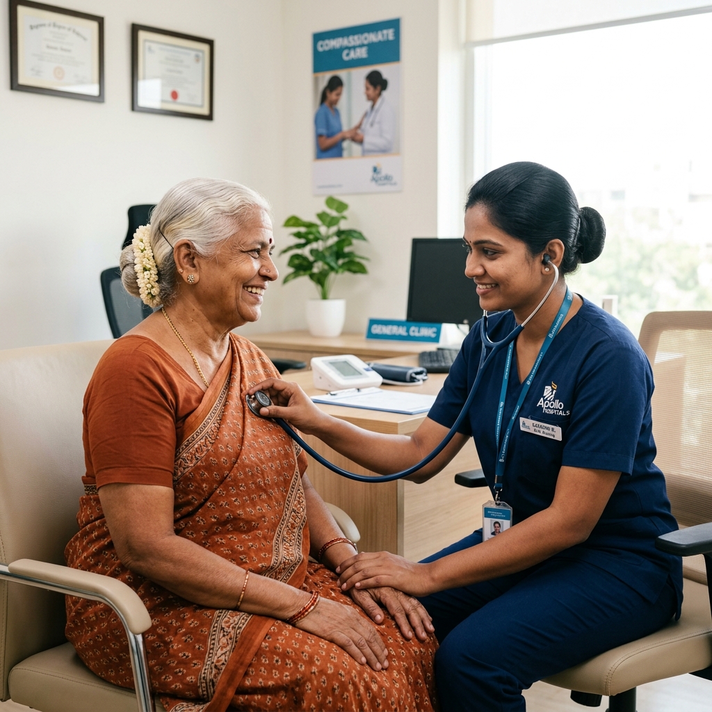 Elderly health assessment illustration
